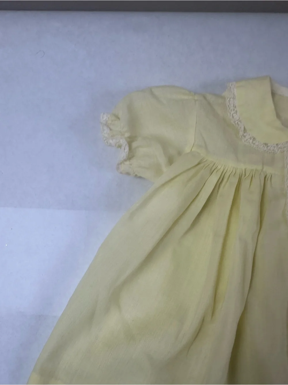 Sweet Yellow Lace-Trim Baby Dress - Short Puff Sleeves